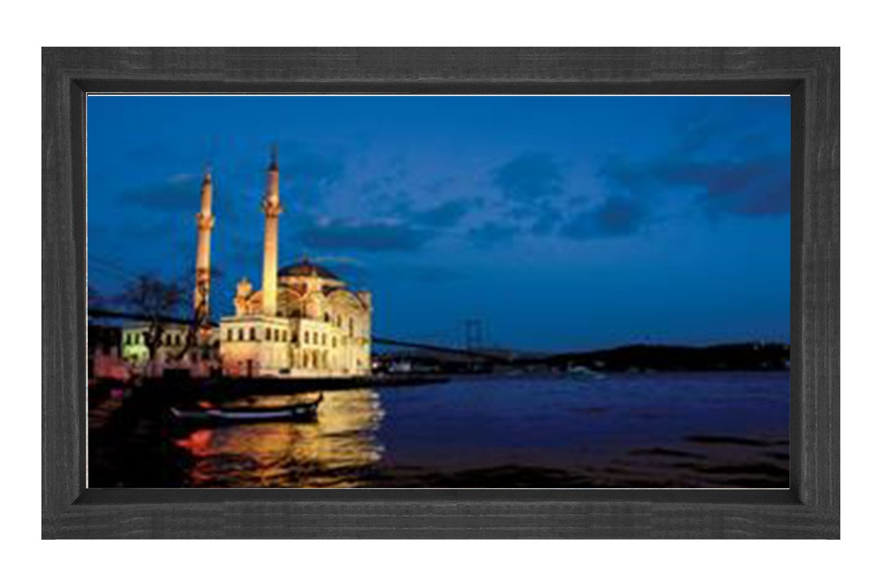 Orta Köy Camisi Tablosu Siyah Ahşap Çerçeve - 50x70