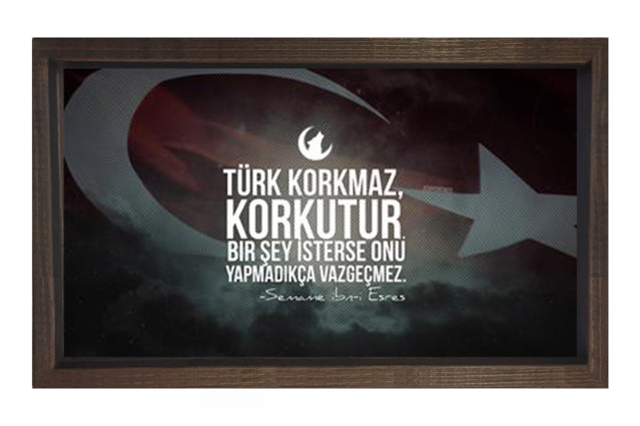 Türk Korkmaz Korkutur Tablosu Kahverengi Ahşap Çerçeve - 50x70