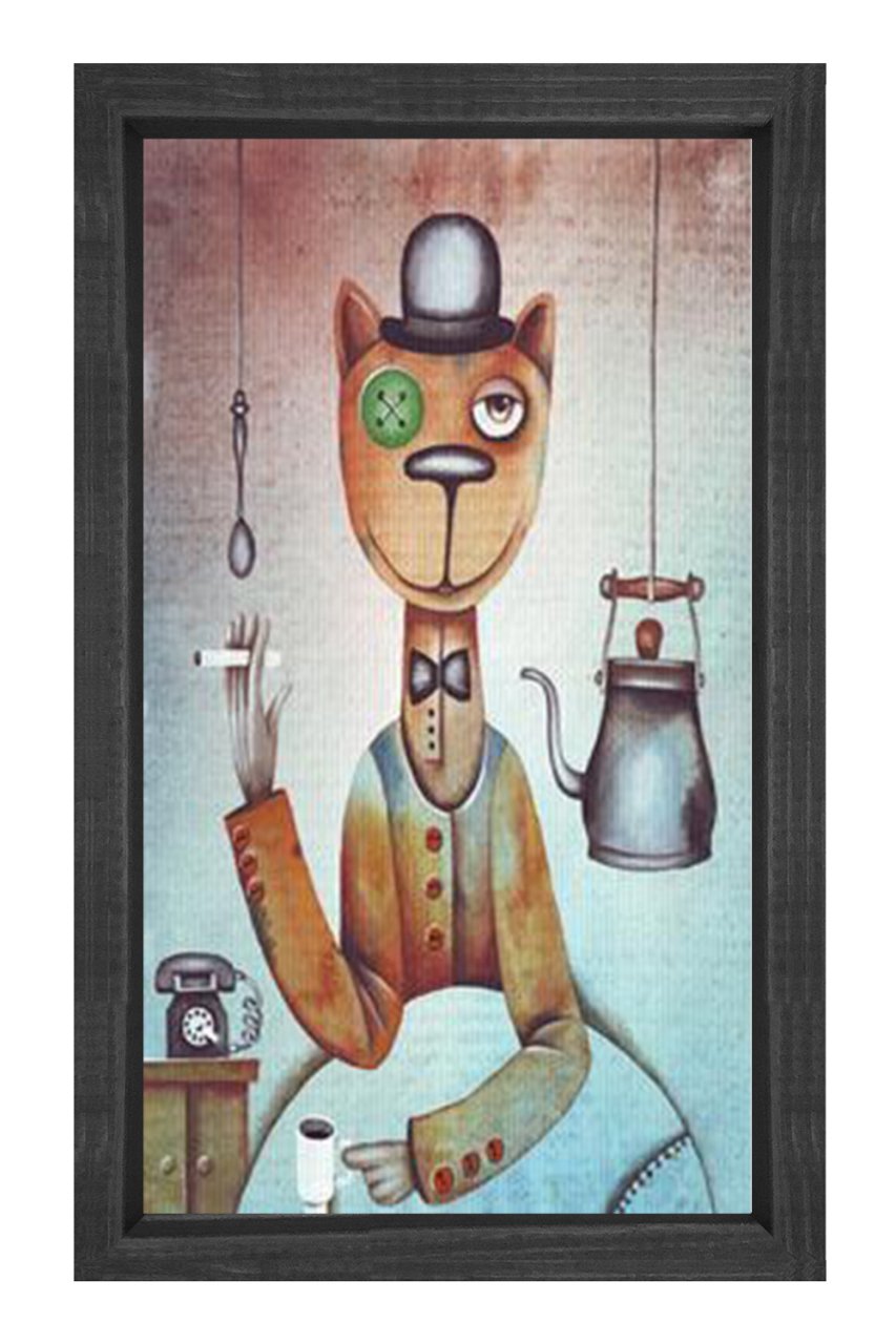 Kedi Tablosu Siyah Ahşap Çerçeve - 70x100