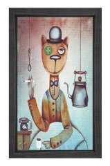 Kedi Tablosu Siyah Ahşap Çerçeve - 70x100
