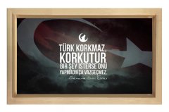 Türk Korkmaz Korkutur Tablosu Naturel Ahşap Çerçeve - 100x200