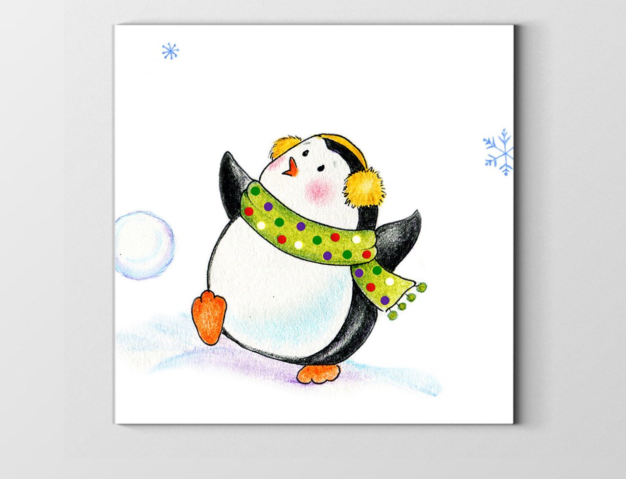 Dans Eden Penguen Tablosu Çerçevesiz - 40x40