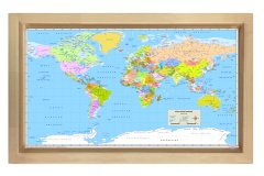Dünya Haritası Tablosu Naturel Ahşap - 40x60