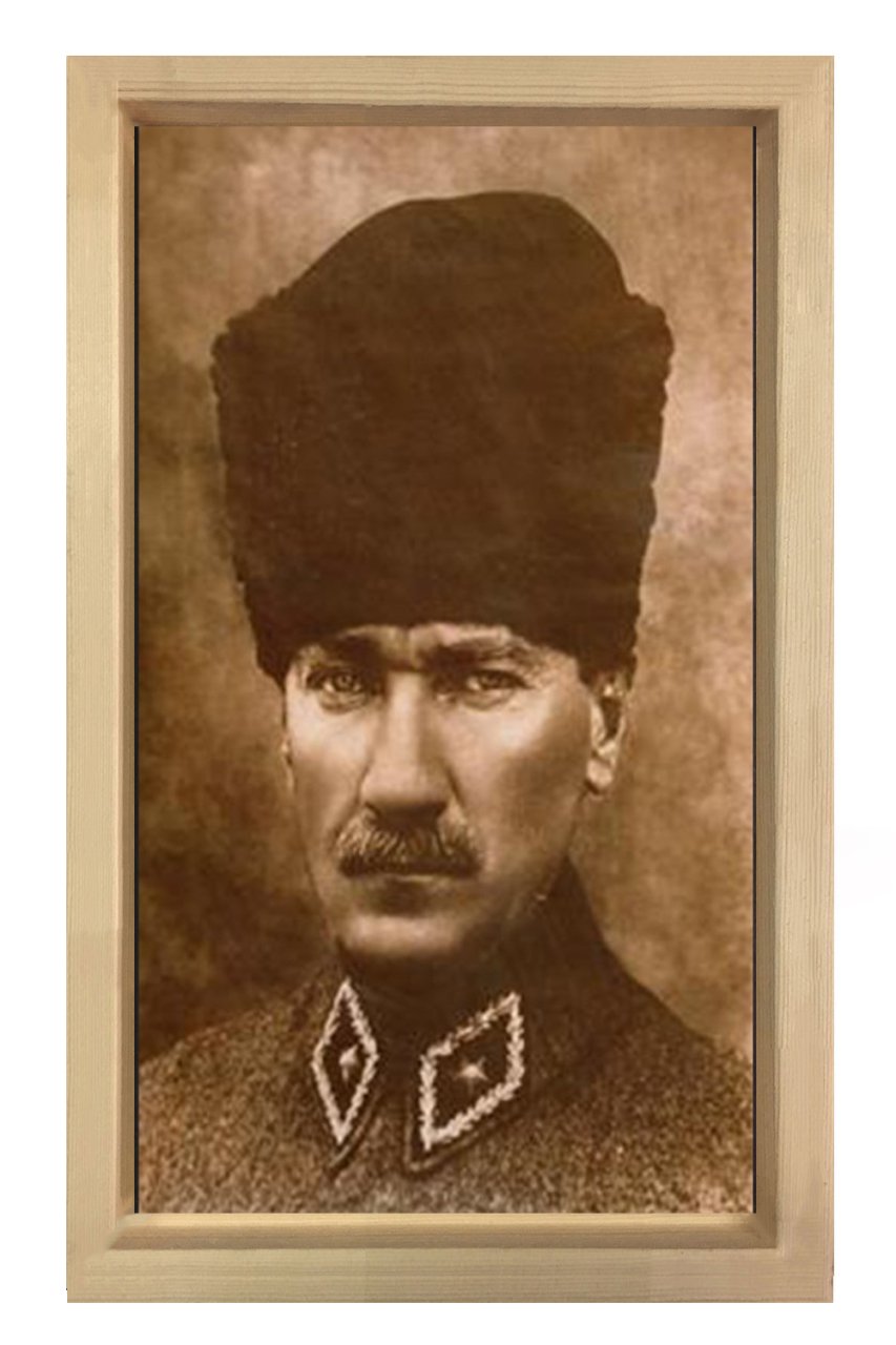 Atatürk Eskitme Tablosu Naturel Ahşap - 45x30