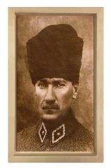 Atatürk Eskitme Tablosu Naturel Ahşap - 45x30