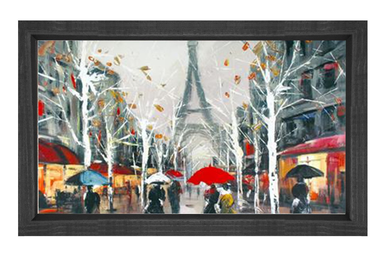 Paris Şehir Manzarası Tablosu Siyah Ahşap Çerçeve - 100x150