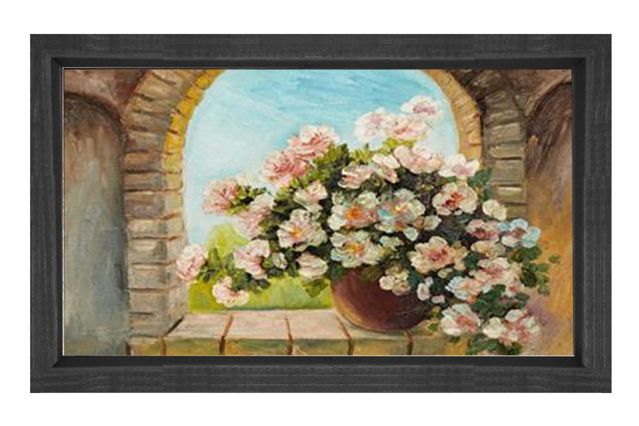 Pencere Saksı Tablosu Siyah Ahşap - 100x150
