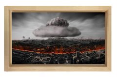 Kıyamet  Şehiri Tablosu Naturel Ahşap Çerçeve - 70x100