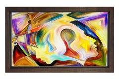 Soyut Reprodüksiyon Tablosu Kahverengi Ahşap - 50x70