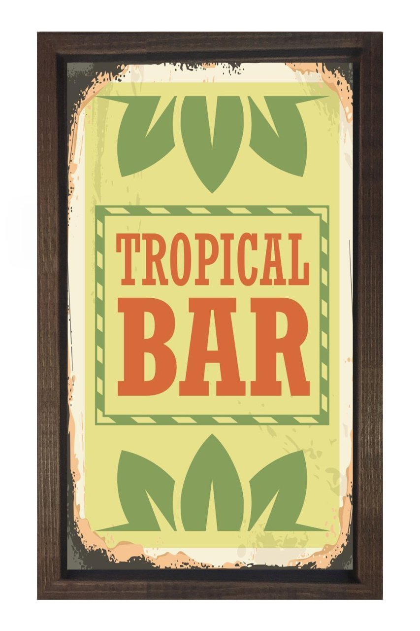Tropikal Bar Reklam Afişi Tablosu