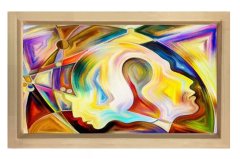 Soyut Reprodüksiyon Tablosu Naturel Ahşap - 50x70