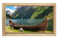 Nehir Ve Kano Tablosu Naturel Ahşap Çerçeve - 50x70