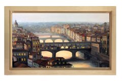 Köprülü Şehir Tablosu Naturel Ahşap Çerçeve - 100x150