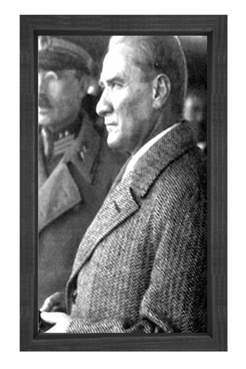 Atatürk Tablosu Siyah Ahşap - 40x60