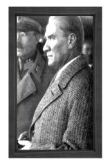 Atatürk Tablosu Siyah Ahşap - 40x60