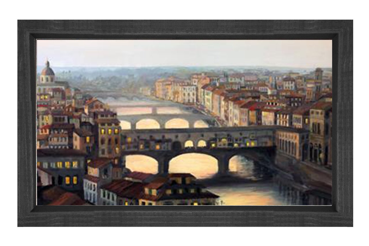 Köprülü Şehir Tablosu Siyah Ahşap Çerçeve - 40x60