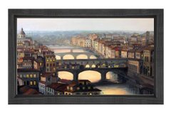 Köprülü Şehir Tablosu Siyah Ahşap Çerçeve - 50x70