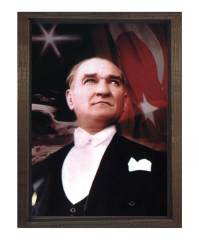 Atatürk Tablosu Kahverengi Ahşap - 70x100