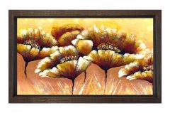 Karahindiba Çiçek Tablosu Kahverengi Ahşap Çerçeve - 50x70