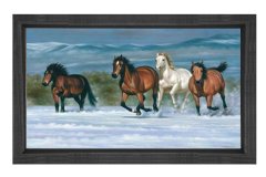 Nehir Atları Tablo Tablosu Siyah Ahşap Çerçeve - 100x200