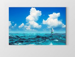 Berrak Deniz Yelkenli Tablosu Çerçevesiz - 40x60