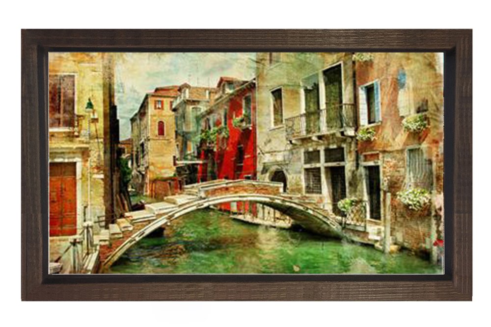 Vintage Venedik Tablosu Kahverengi Ahşap - 50x90