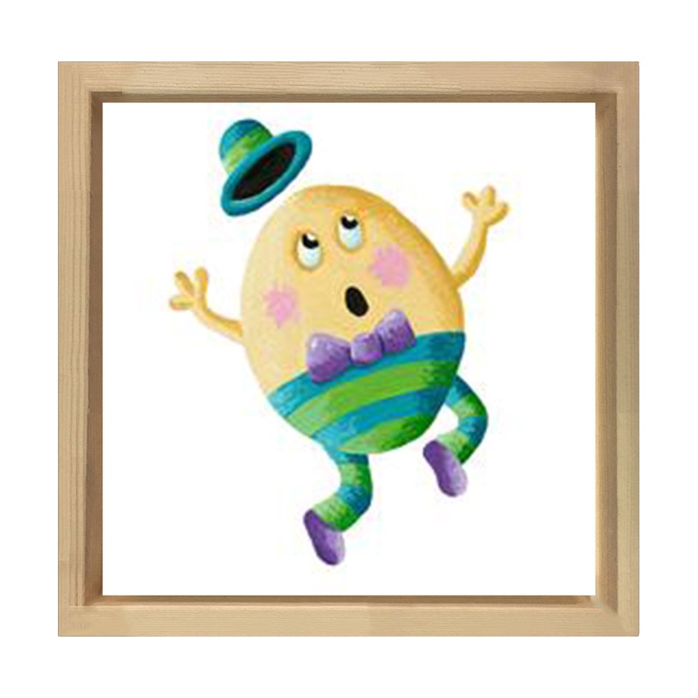 Şaşkın Yumurta Tablosu Naturel Ahşap Çerçeve - 80x80