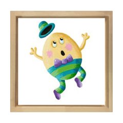Şaşkın Yumurta Tablosu Naturel Ahşap Çerçeve - 80x80