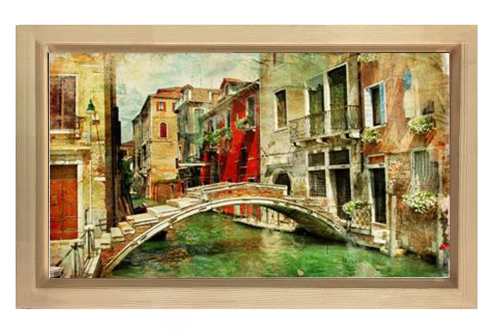 Vintage Venedik Tablosu Naturel Ahşap - 40x60