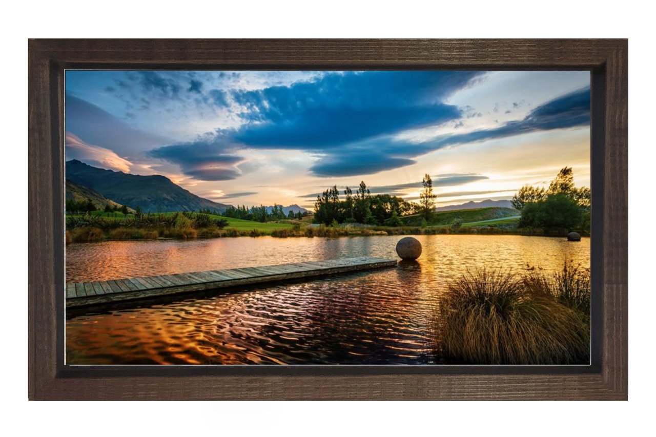 Gün Batımı Göl Ve Doğa Tablosu Kahverengi Ahşap Çerçeve - 70x100