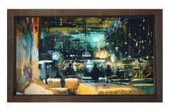 Şehir Ve Mekan Tablosu Kahverengi Ahşap Çerçeve - 100x200