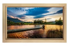 Gün Batımı Göl Ve Doğa Tablosu Naturel Ahşap Çerçeve - 45x30