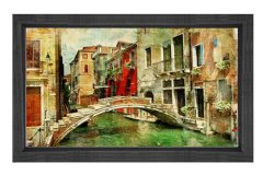 Vintage Venedik Tablosu Siyah Ahşap - 50x90