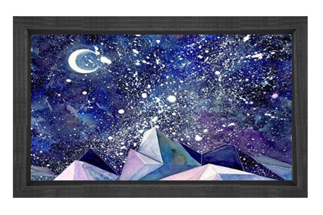 Soyut Reprodüksiyon Tablosu Siyah Ahşap - 45x30