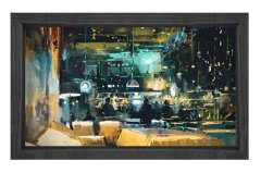 Şehir Ve Mekan Tablosu Siyah Ahşap Çerçeve - 50x90