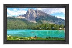 Göl ve Dağ Manzarası Tablosu Siyah Ahşap Çerçeve - 100x200