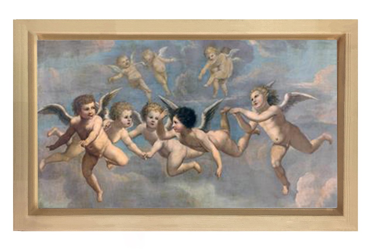 Küçük Melekler Tablosu Naturel Ahşap Çerçeve - 50x90