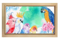 Papağanlar Tablosu Naturel Ahşap Çerçeve - 50x90