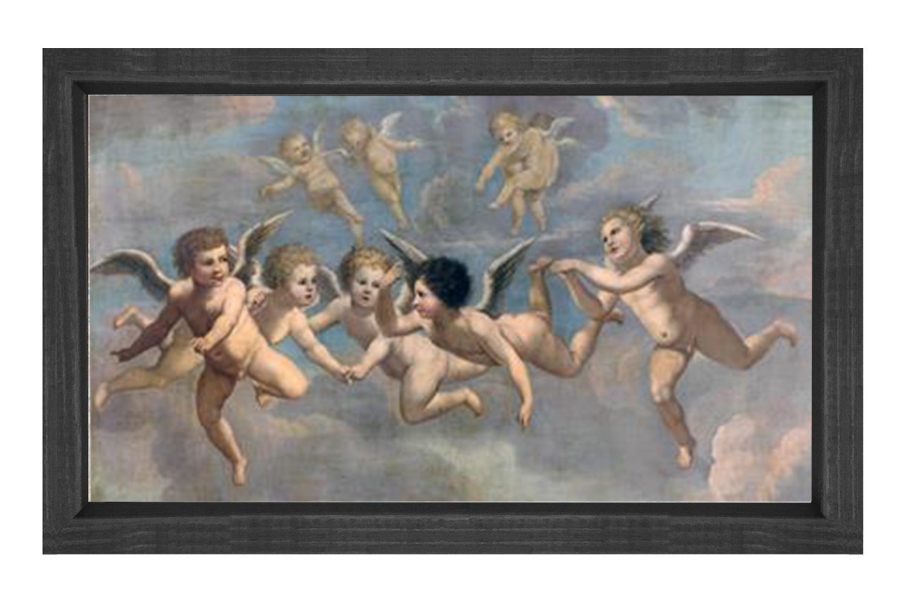 Küçük Melekler Tablosu Siyah Ahşap Çerçeve - 50x70