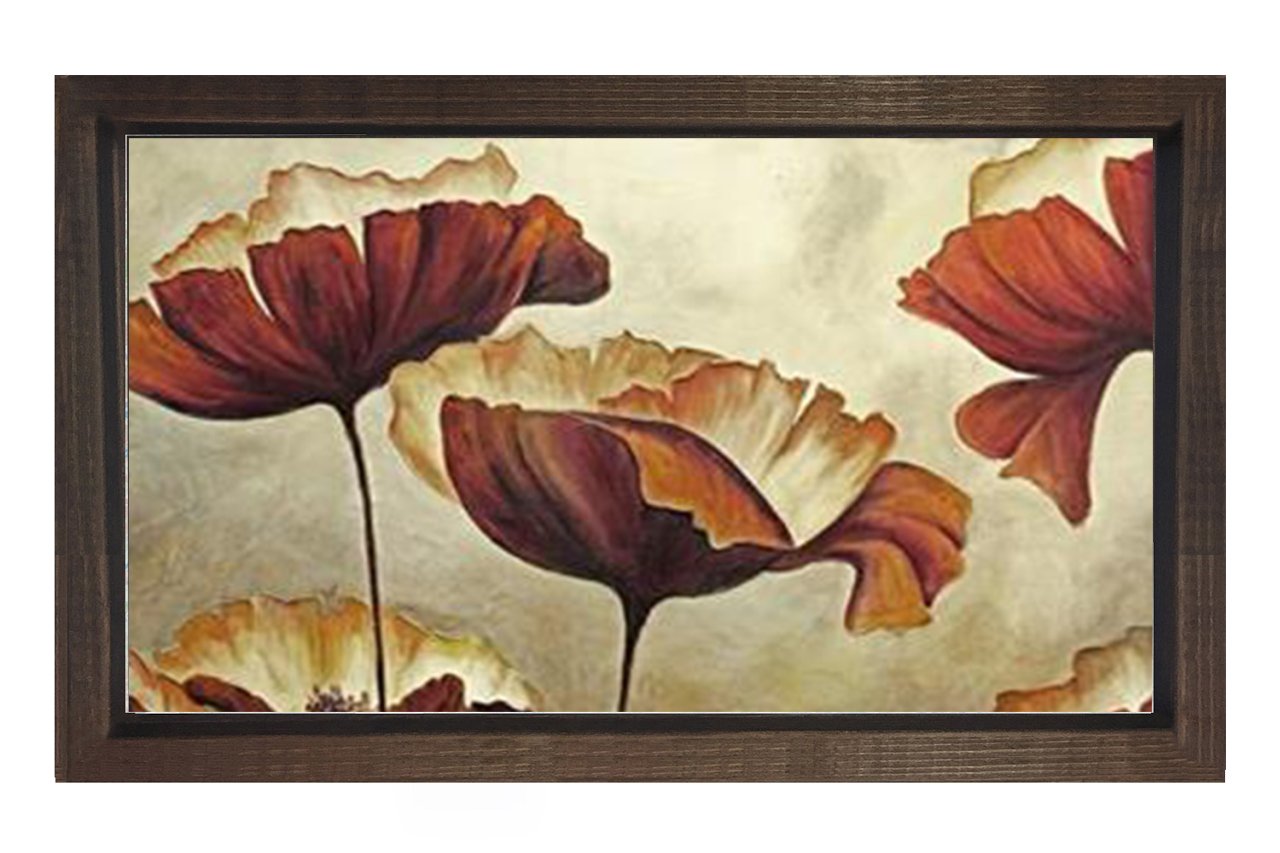 Karahindiba Çiçek Tablosu Kahverengi Ahşap Çerçeve - 50x70