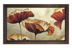 Karahindiba Çiçek Tablosu Kahverengi Ahşap Çerçeve - 50x90