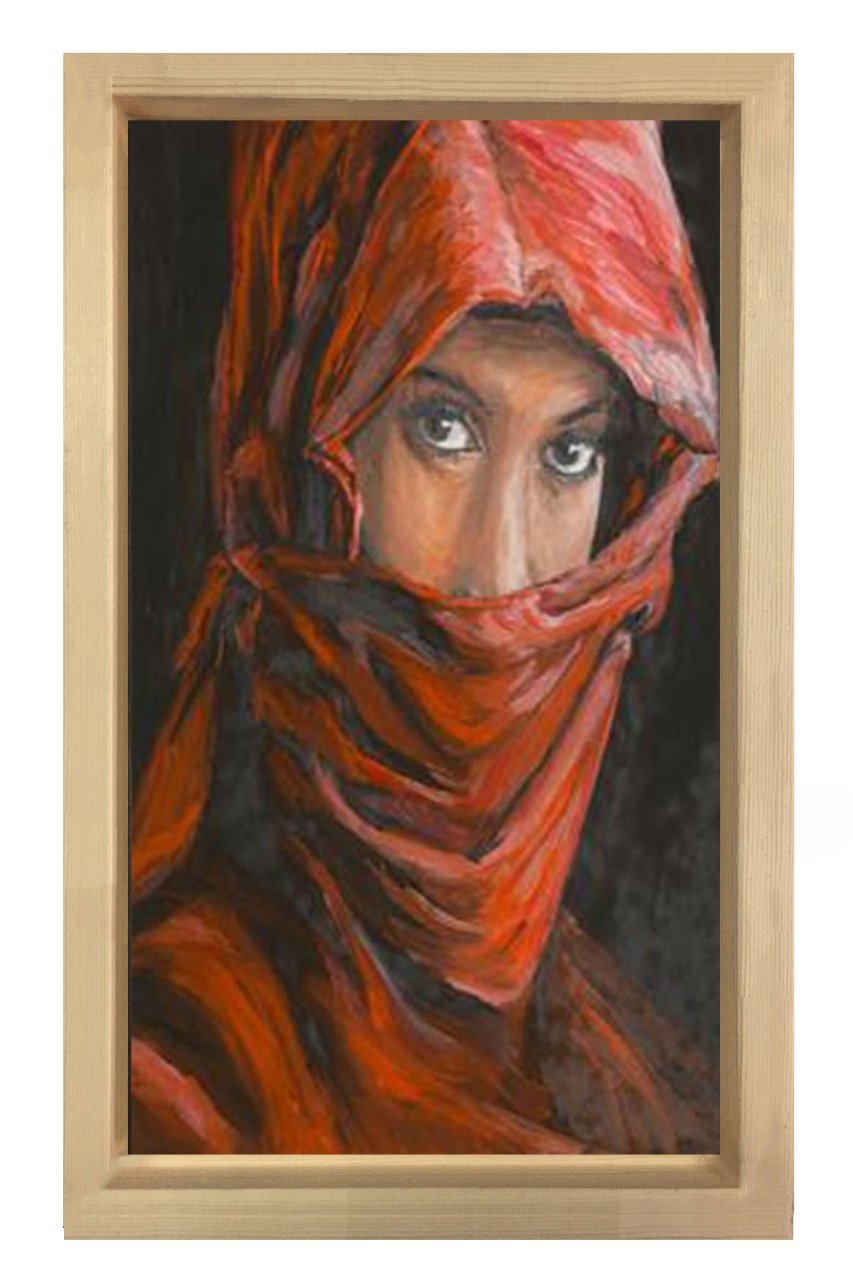 Arap Kadını Tablosu Naturel Ahşap Çerçeve - 40x60