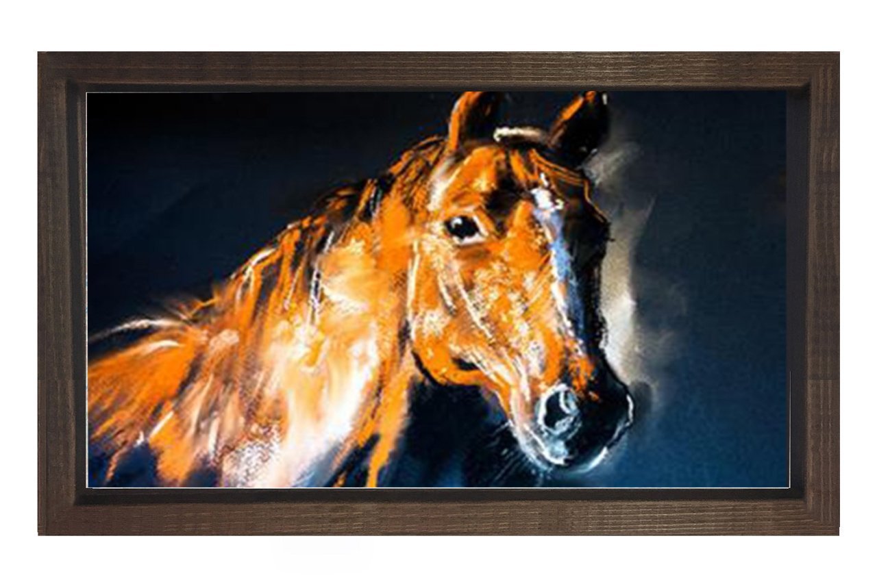 At Portre Tablosu Kahverengi Ahşap - 100x150