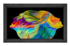 Soyut Reprodüksiyon Tablosu Siyah Ahşap - 50x90