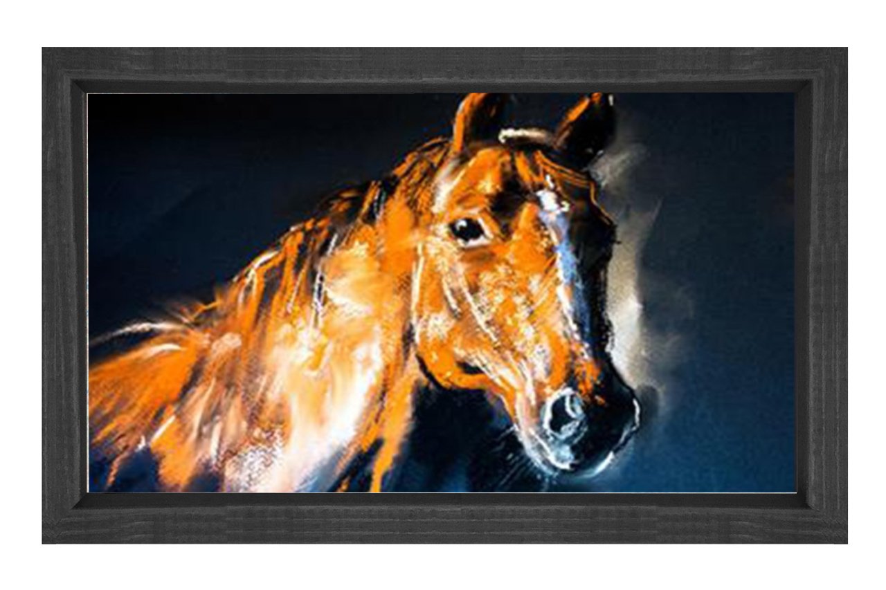 At Portre Tablosu Siyah Ahşap - 40x60