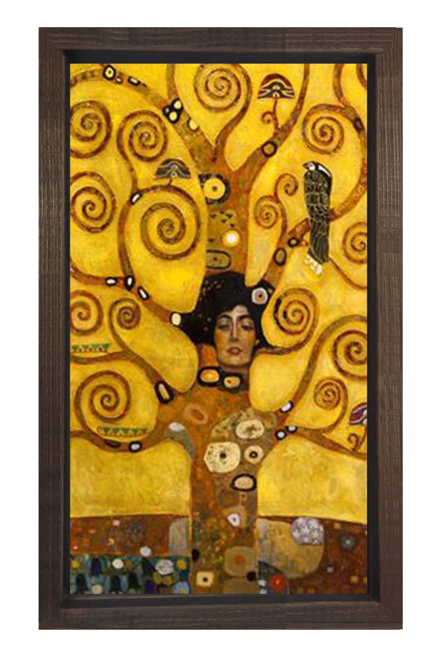 Gustav Klimt Ağaç Tablosu Kahverengi Ahşap Çerçeve - 100x200