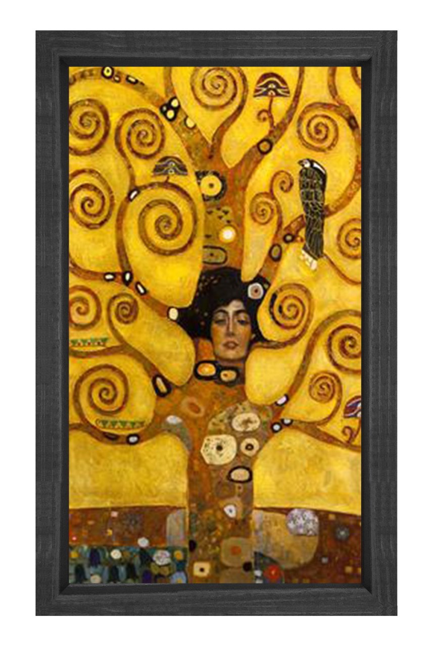 Gustav Klimt Ağaç Tablosu Siyah Ahşap Çerçeve - 50x90