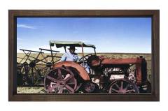 Atatürk ve Traktör Tablosu Siyah Ahşap - 45x30