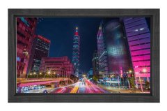 Hızlı Şehir Yaşamı Tablosu Siyah Ahşap Çerçeve - 50x90