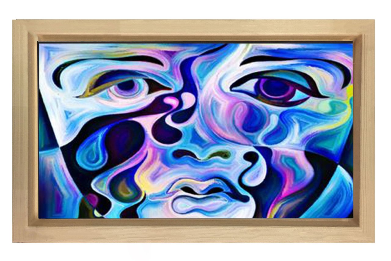 Soyut Reprodüksiyon Tablosu Naturel Ahşap - 45x30